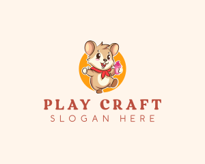 Cute Hamster Ice Cream logo design