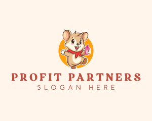 Cute Hamster Ice Cream logo design