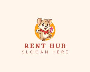 Cute Hamster Ice Cream logo design