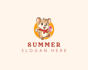 Cute Hamster Ice Cream logo design