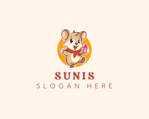 Cute Hamster Ice Cream logo design