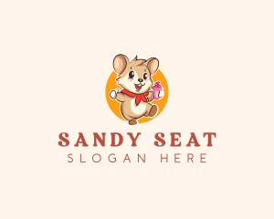 Cute Hamster Ice Cream logo design