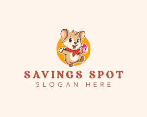 Cute Hamster Ice Cream logo design