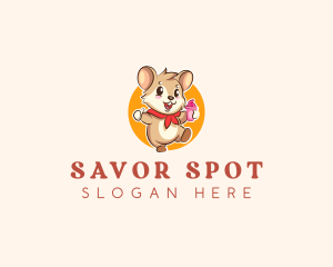 Cute Hamster Ice Cream logo design