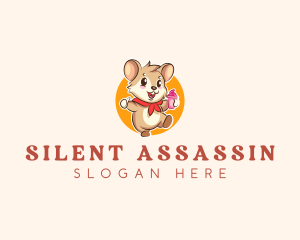 Cute Hamster Ice Cream logo design