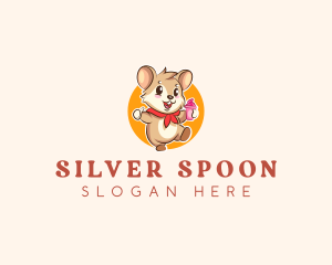 Cute Hamster Ice Cream logo design