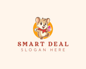 Cute Hamster Ice Cream logo design