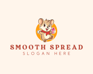 Cute Hamster Ice Cream logo design