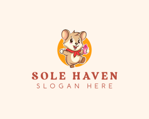 Cute Hamster Ice Cream logo design