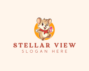 Cute Hamster Ice Cream logo design