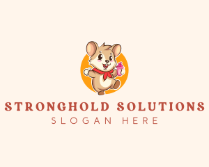 Cute Hamster Ice Cream logo design