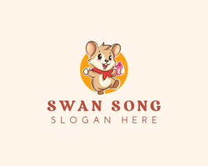 Cute Hamster Ice Cream logo design