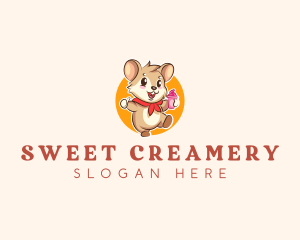 Creamery - Cute Hamster Ice Cream logo design