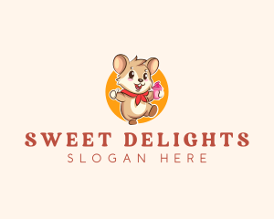 Cute Hamster Ice Cream logo design