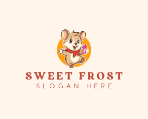 Cute Hamster Ice Cream logo design