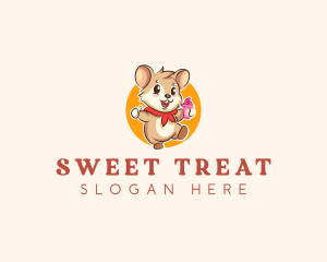 Cute Hamster Ice Cream logo design