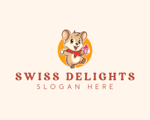 Cute Hamster Ice Cream logo design