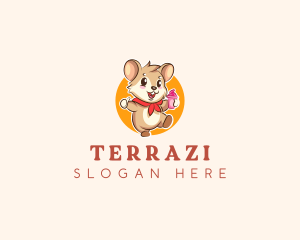 Cute Hamster Ice Cream logo design