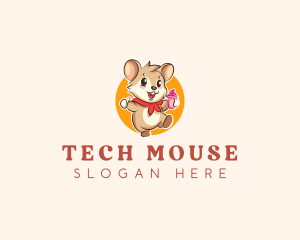 Cute Hamster Ice Cream logo design