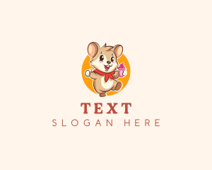 Cute Hamster Ice Cream logo design