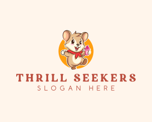 Cute Hamster Ice Cream logo design