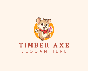 Cute Hamster Ice Cream logo design