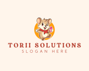 Cute Hamster Ice Cream logo design