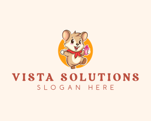 Cute Hamster Ice Cream logo design