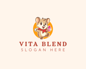 Cute Hamster Ice Cream logo design