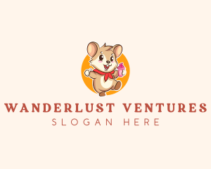 Cute Hamster Ice Cream logo design