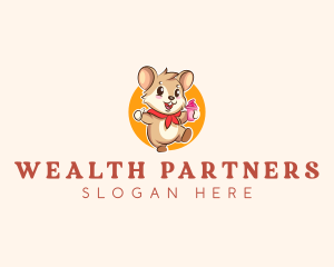 Cute Hamster Ice Cream logo design