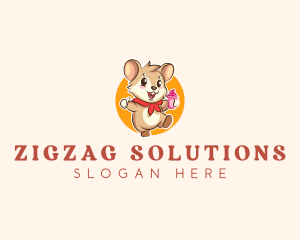 Cute Hamster Ice Cream logo design