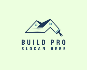 Painter - House Roof Paint Brush logo design