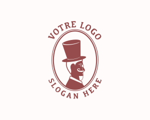 Black Man - Gentleman Tailor Top Hat logo design