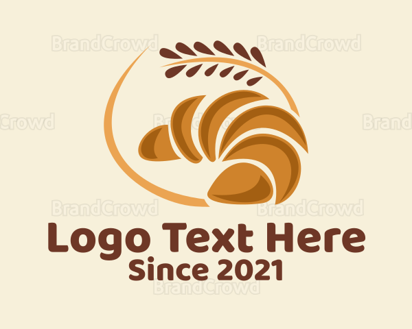 Wheat Croissant Bread Logo