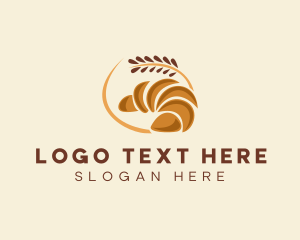 Bake - Wheat Croissant Bread logo design