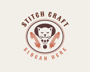 Cat Sewing Crochet logo design