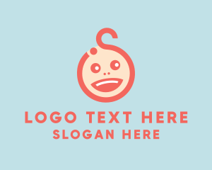 Laughing - Happy Baby Head logo design