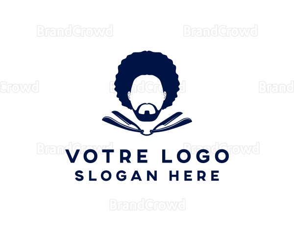 Afro Man Moustache Logo