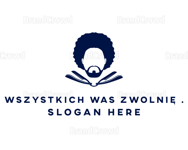 Afro Man Moustache Logo