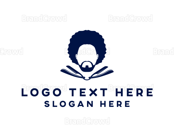 Afro Man Moustache Logo