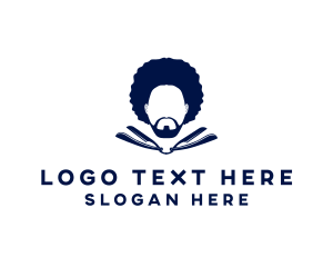 Groomer - Afro Man Moustache logo design