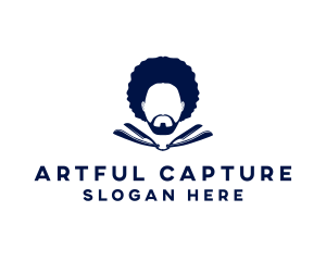 Portrait - Afro Man Moustache logo design