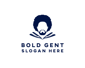 Afro Man Moustache logo design