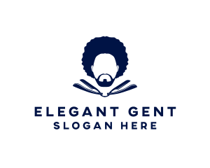 Afro Man Moustache logo design