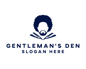 Afro Man Moustache logo design