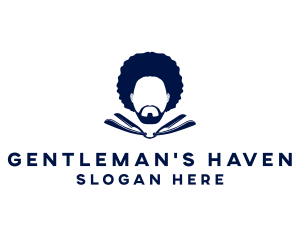 Afro Man Moustache logo design