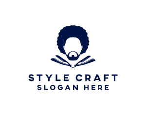 Afro Man Moustache logo design