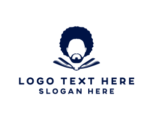 Hairstyle - Afro Man Moustache logo design