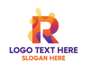 Printing Press - Colorful Splash Letter R logo design